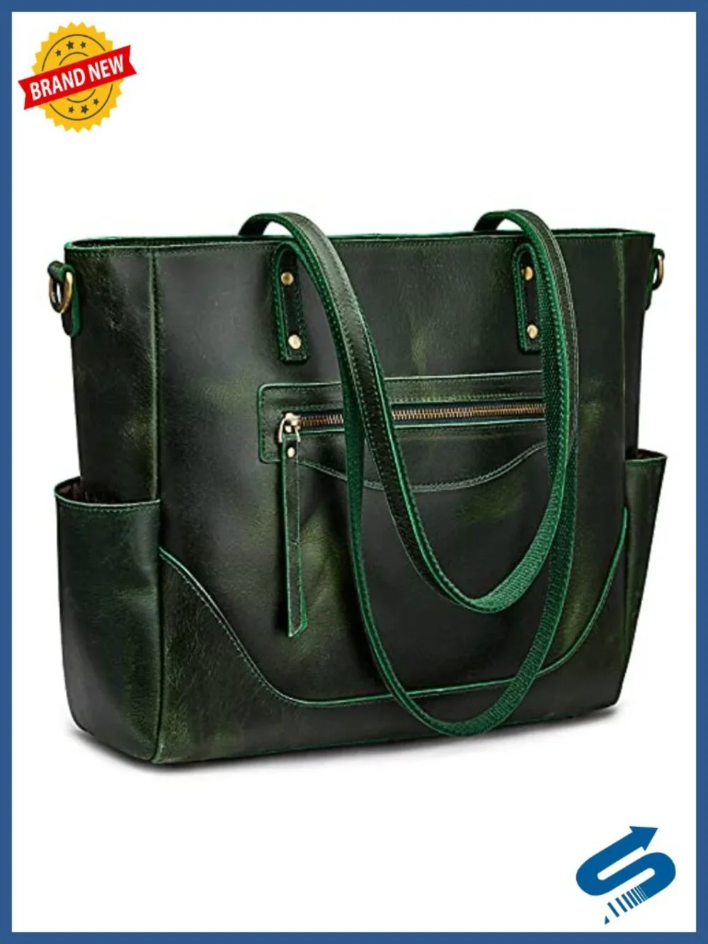 Genuine Leather Tote Bag for Women Large Vintage Work Travel 15.6